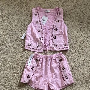 Princess Polly Pink Embroidered Set